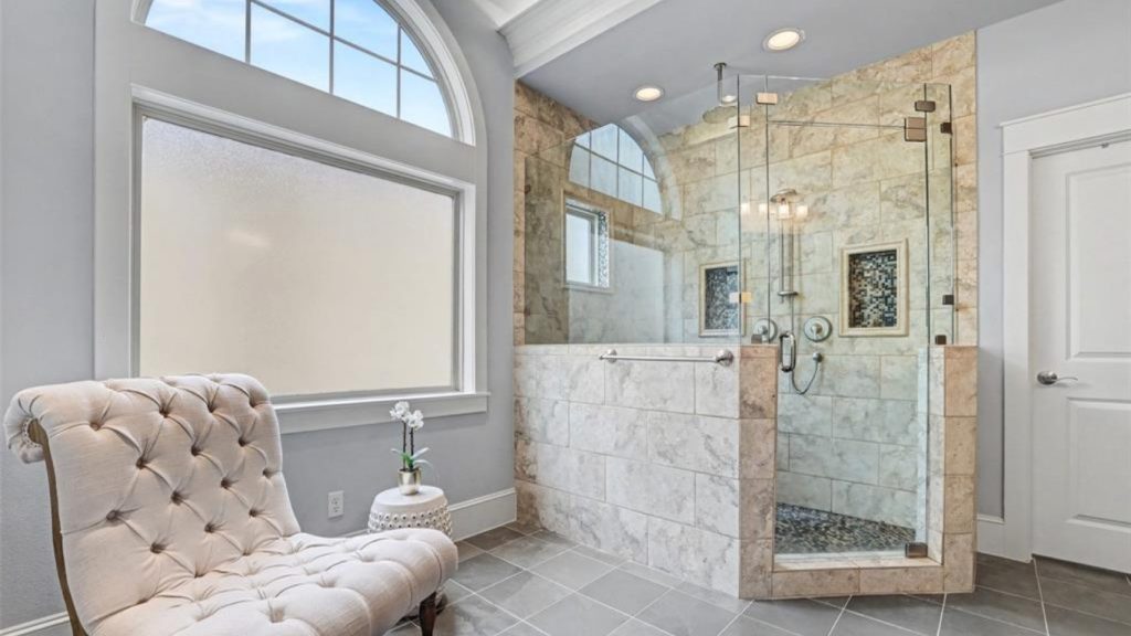 Primary bath is serene 