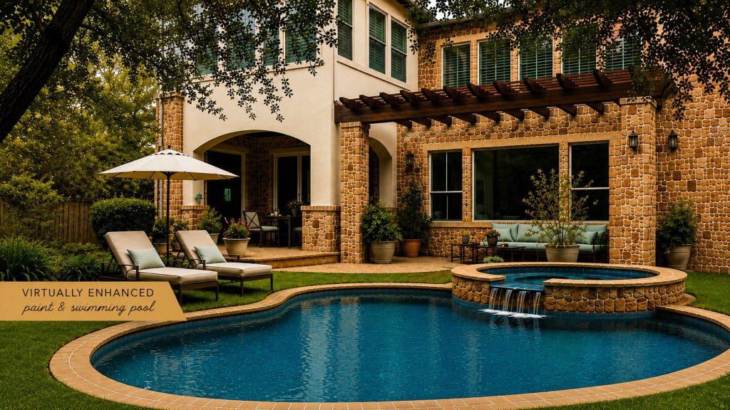 *VIRTUAL POOL & PAINTED STUCCO* Backyard Oasis Re-imagined